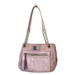 Nicole by Nicole Miller, purpleshoulder bag, faux, leather snakeskin embossed